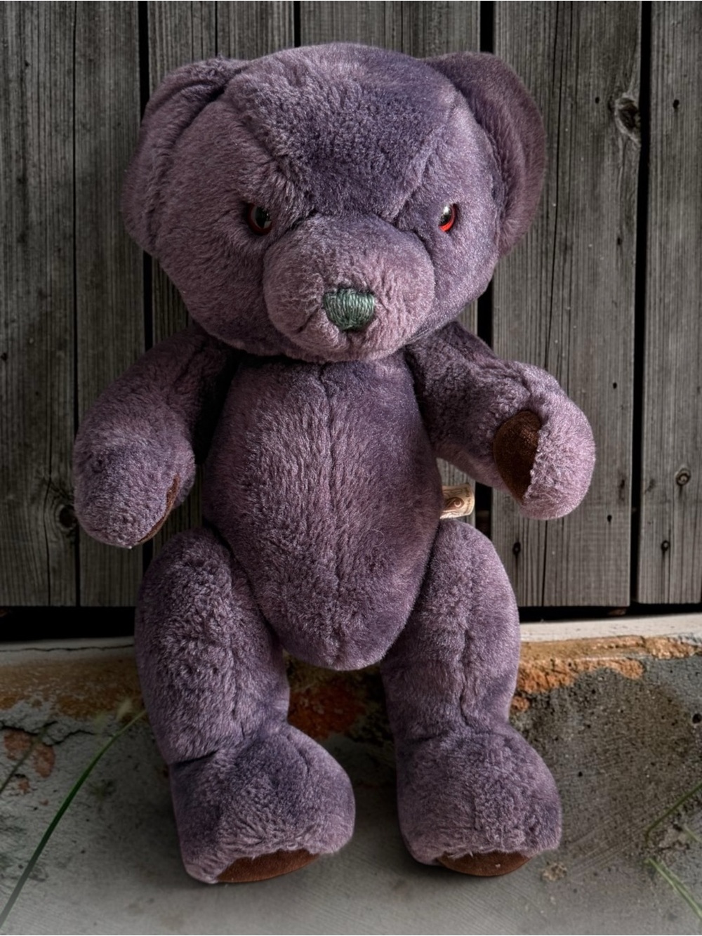 House of Nisbet 14in Purple Plush Teddy Bear w/ Brown Paw Pads Label England